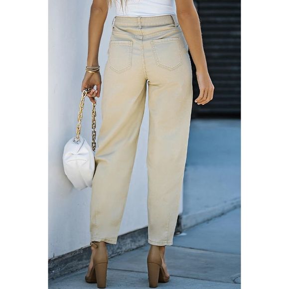 Azura Exchange  Khaki Solid High Waist Casual Pants - Picture 2 of 13